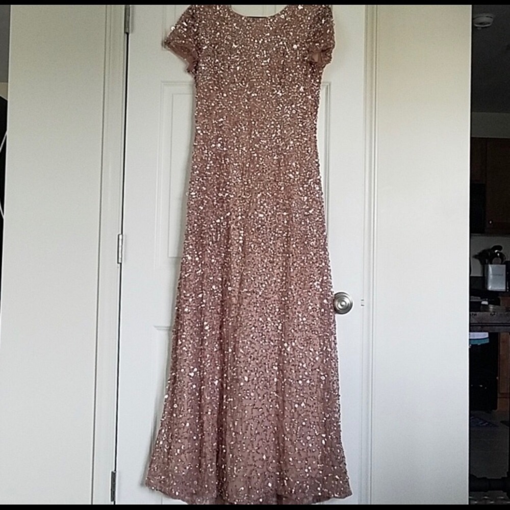 Adrianna Papell Scoop Back Sequin Gown